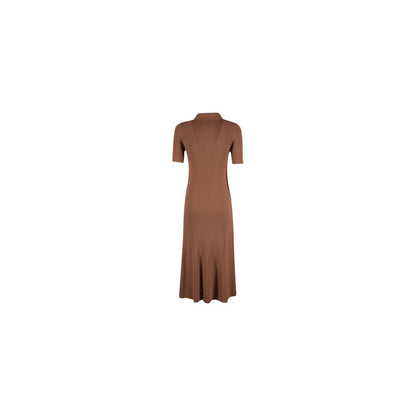 Yes Zee Elegant Rib Knit Long Dress with Classic Collar