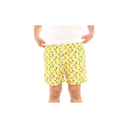 Yes Zee Sunshine Yellow Patterned Men's Swim Boxers