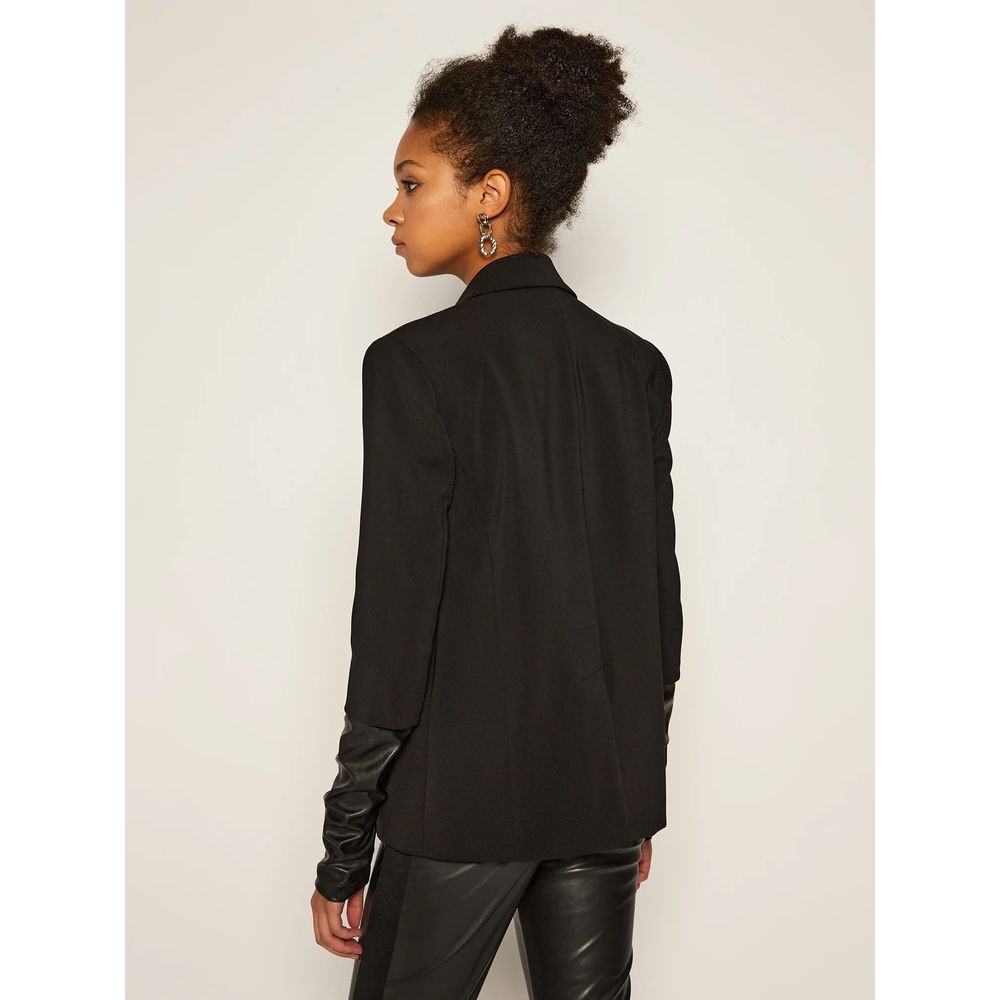 Patrizia Pepe Elegant Two-Button Jacket with Faux Leather Trim