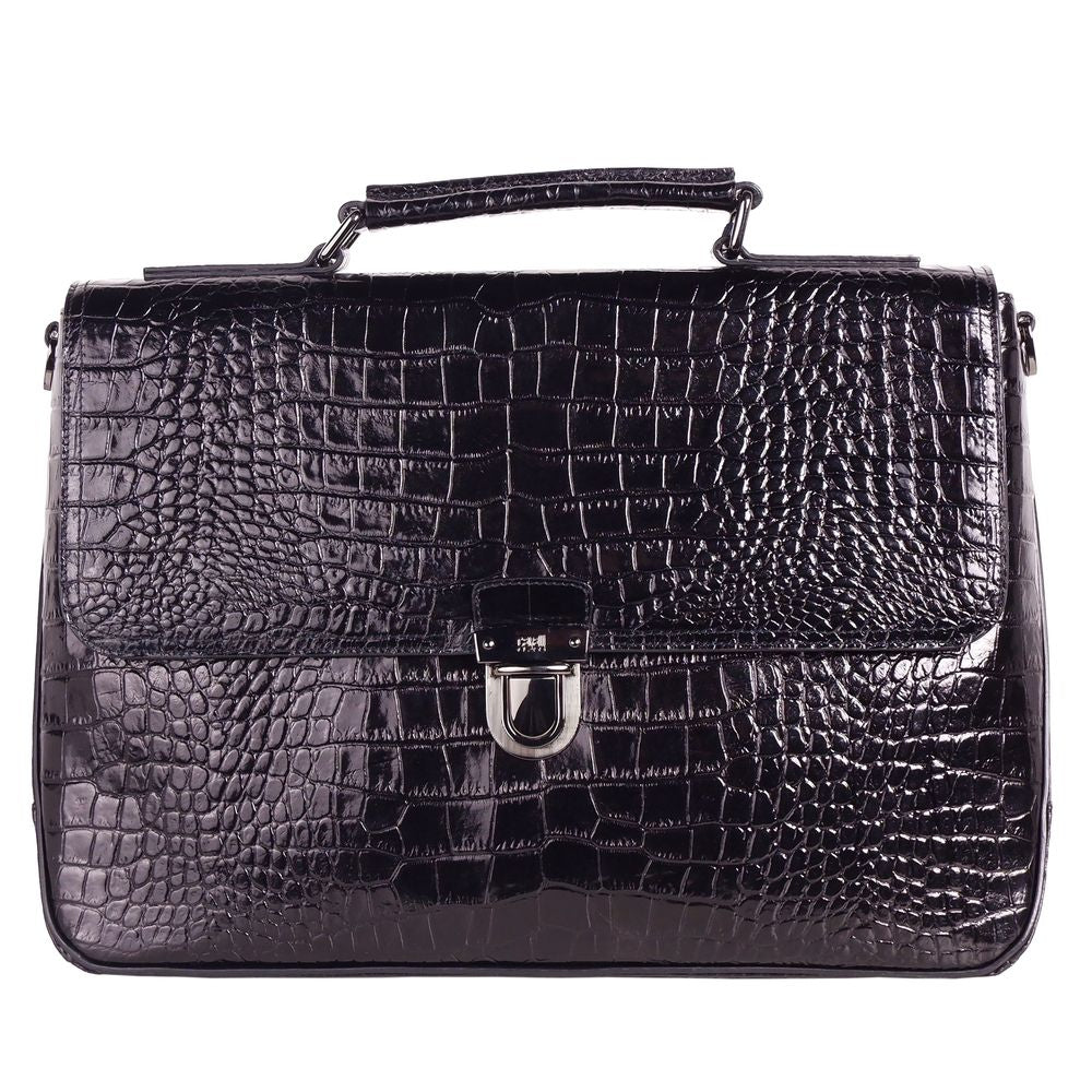 Cavalli Class Elegant Python-Print Calfskin Briefcase