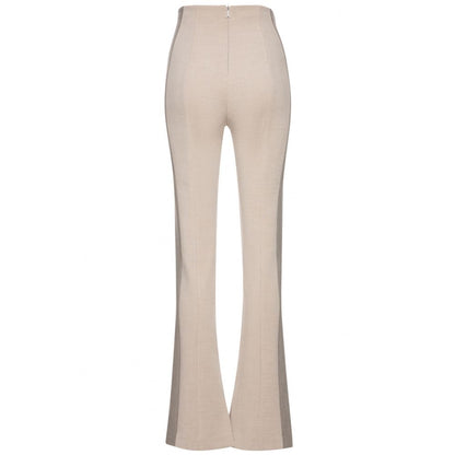 Patrizia Pepe Chic Beige Slim Fit Trousers with Side Bands