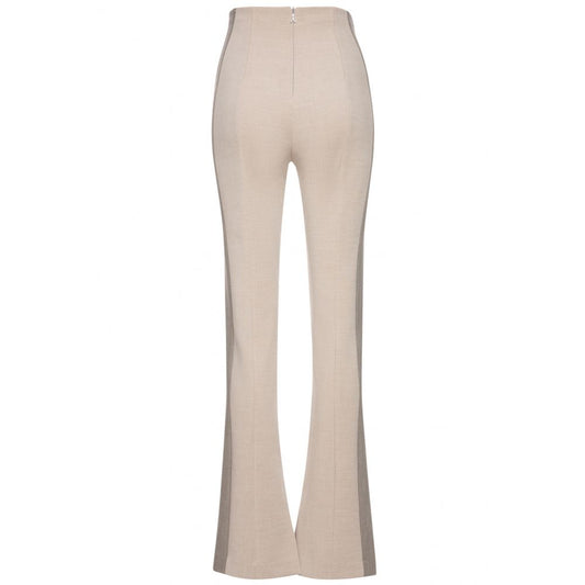 Patrizia Pepe Chic Beige Slim Fit Trousers with Side Bands