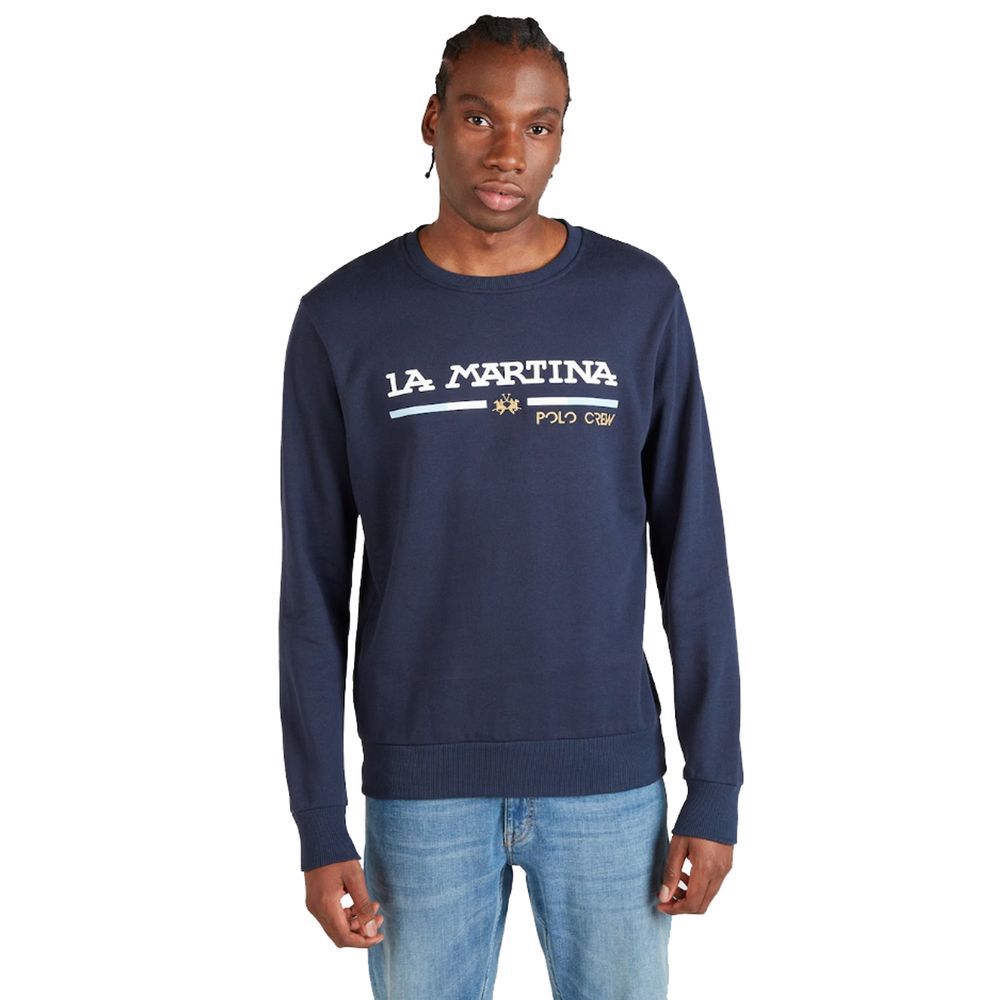 La Martina Elegant Cotton Crewneck Sweater with Logo