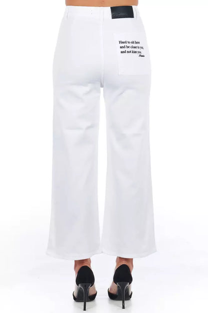 Frankie Morello Elevated Elegance White Cropped Trousers