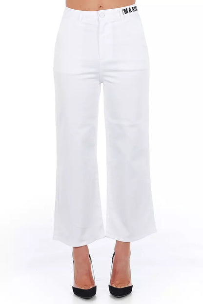 Frankie Morello Elevated Elegance White Cropped Trousers