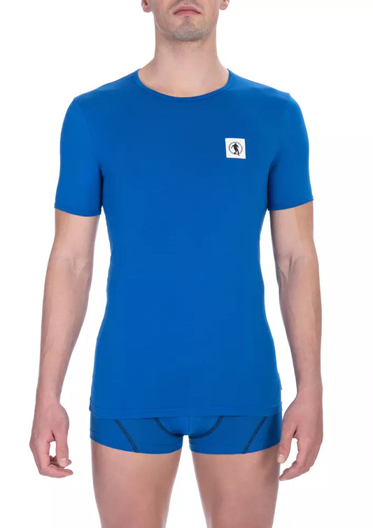 Bikkembergs Sleek Blue Crew Neck Cotton Tee