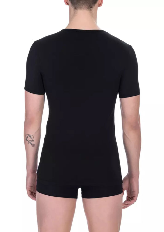 Bikkembergs Sleek V-Neck Cotton Blend T-Shirt