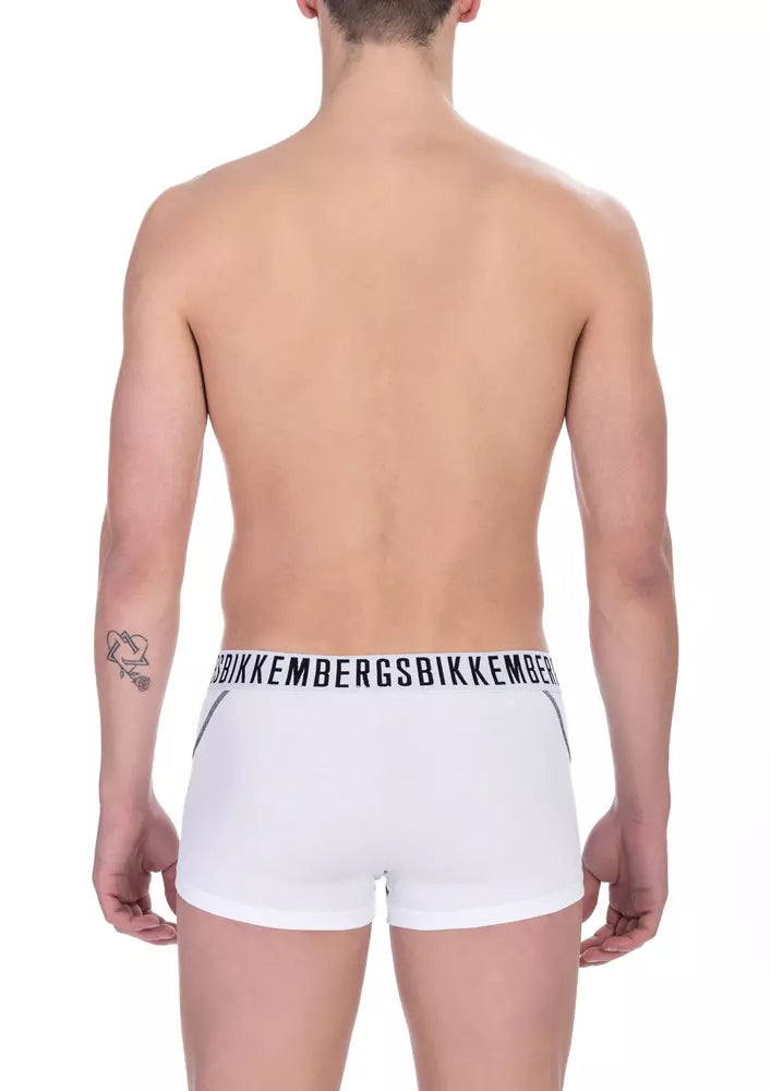 Bikkembergs Elevate Your Essentials with White Cotton Trunk Twin-Pack