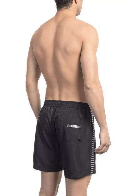 Bikkembergs Chic Black Swim Shorts with Signature Detail