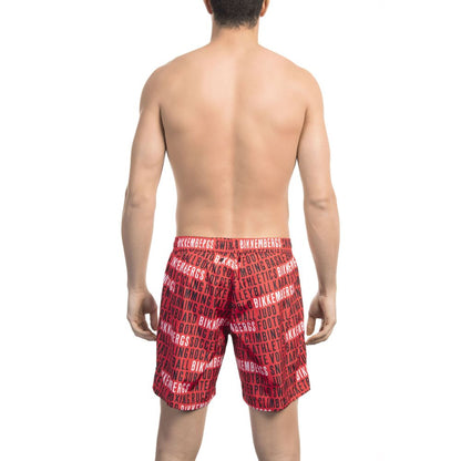 Bikkembergs Red All-Over Print Swim Shorts