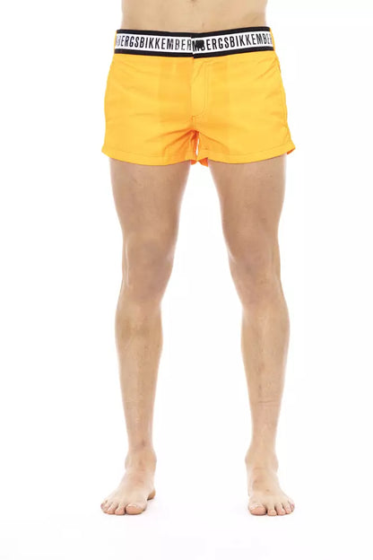 Bikkembergs Elegant Orange Swim Shorts with Branded Band