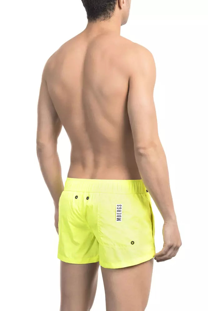 Bikkembergs Sleek Yellow Micro Swim Shorts with Contrast Band