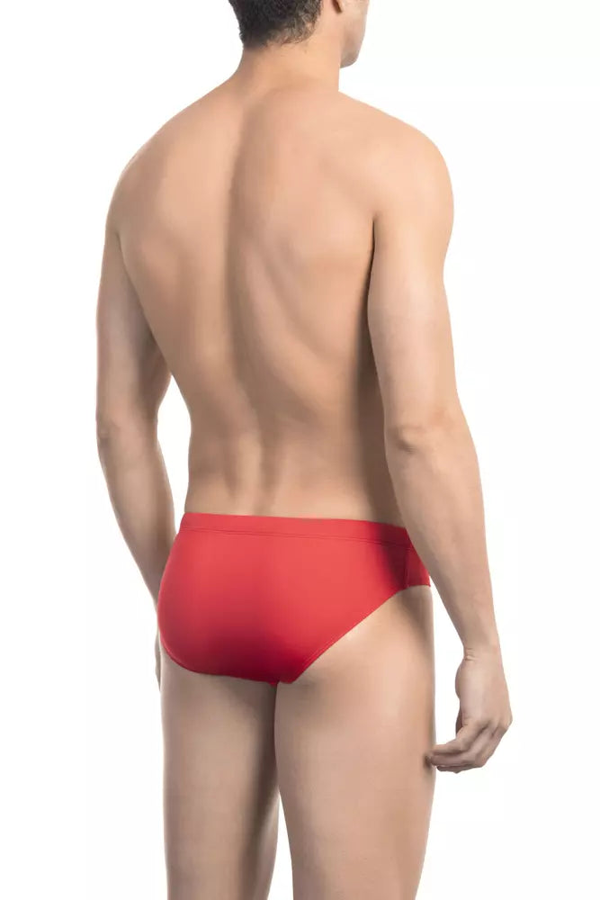 Bikkembergs Red Side Print Swim Briefs