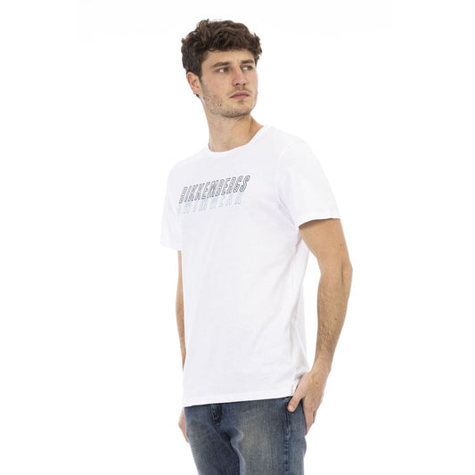 Bikkembergs Crisp White Cotton Tee with Print Detail