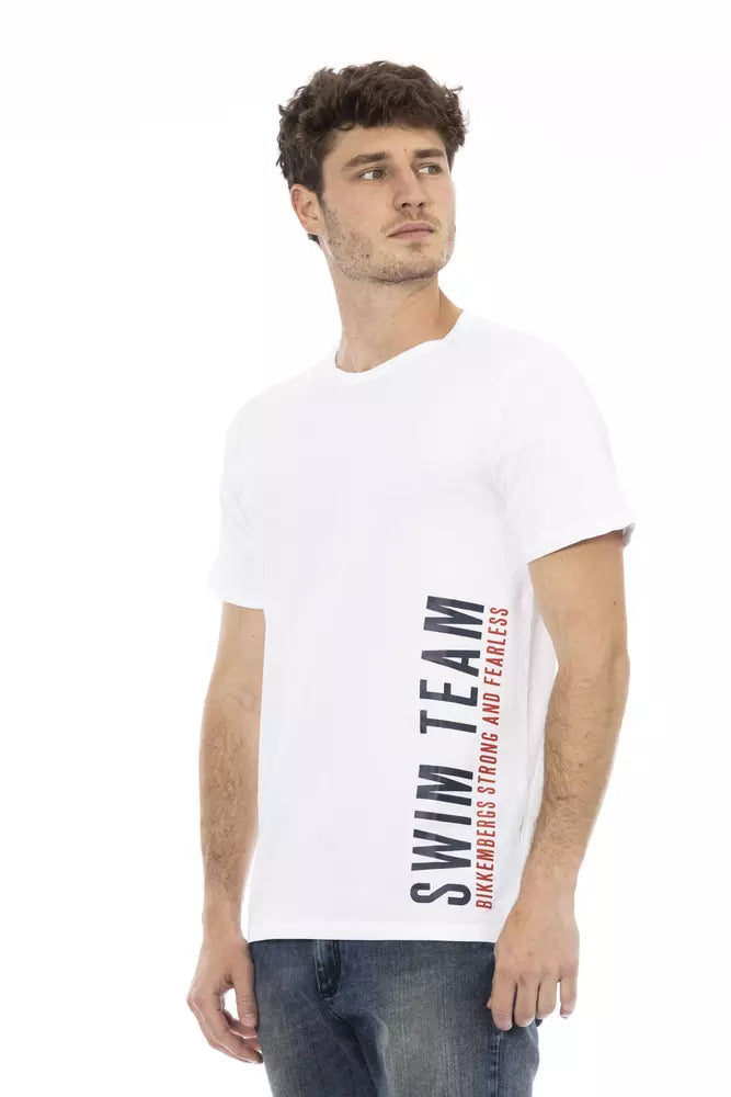 Bikkembergs Sleek White Printed Cotton Tee