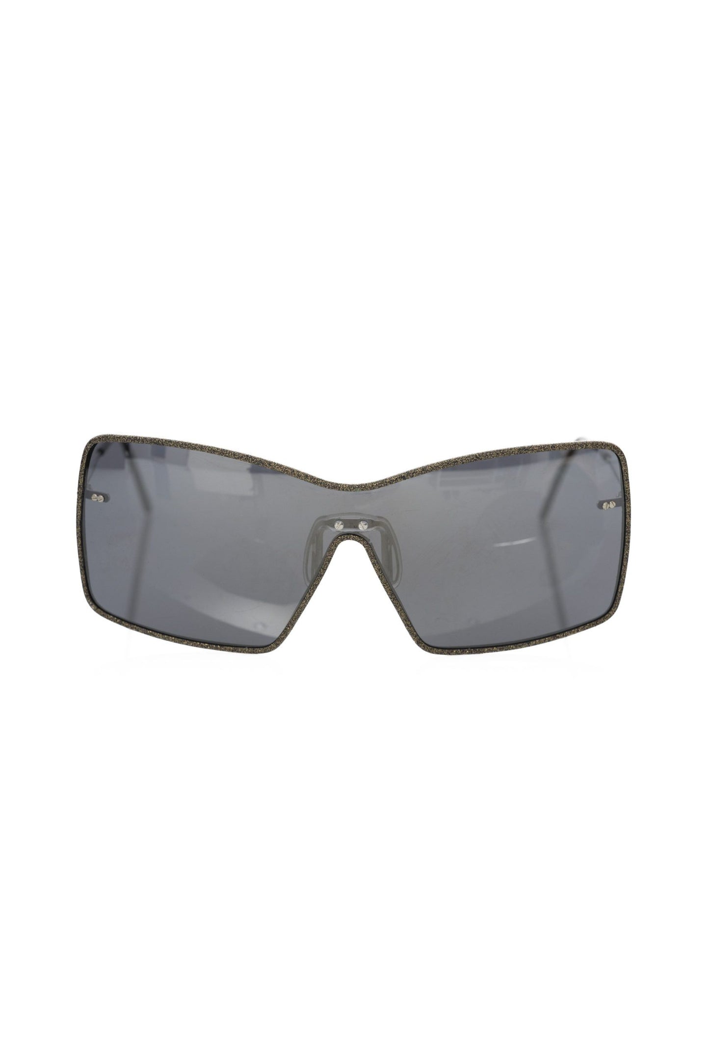 Frankie Morello Elegant Shield Sunglasses with Gray Mirror Lens