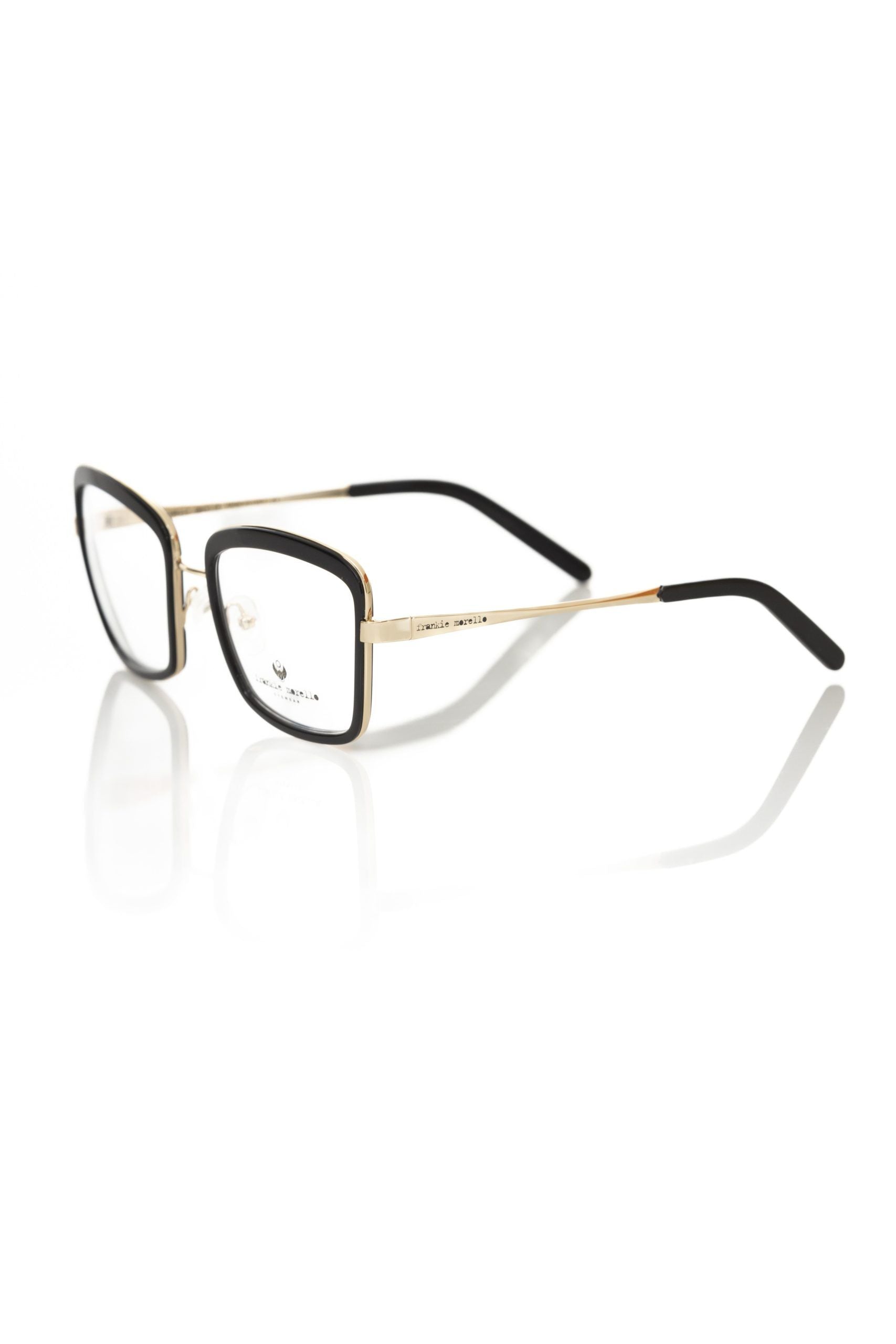 Frankie Morello Sophisticated Square Black & Gold Eyeglasses