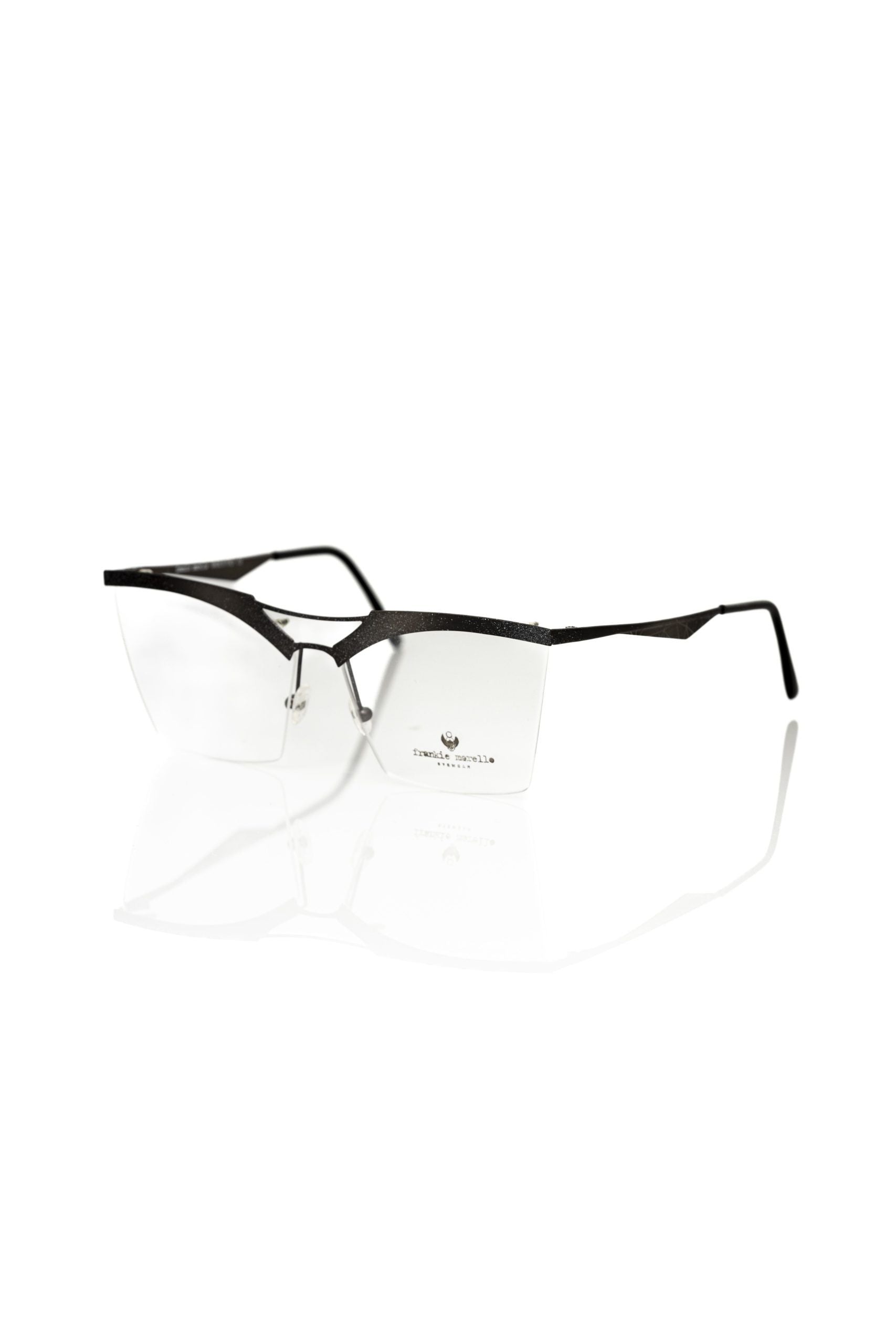 Frankie Morello Glitter Black Metal Clubmaster Eyeglasses