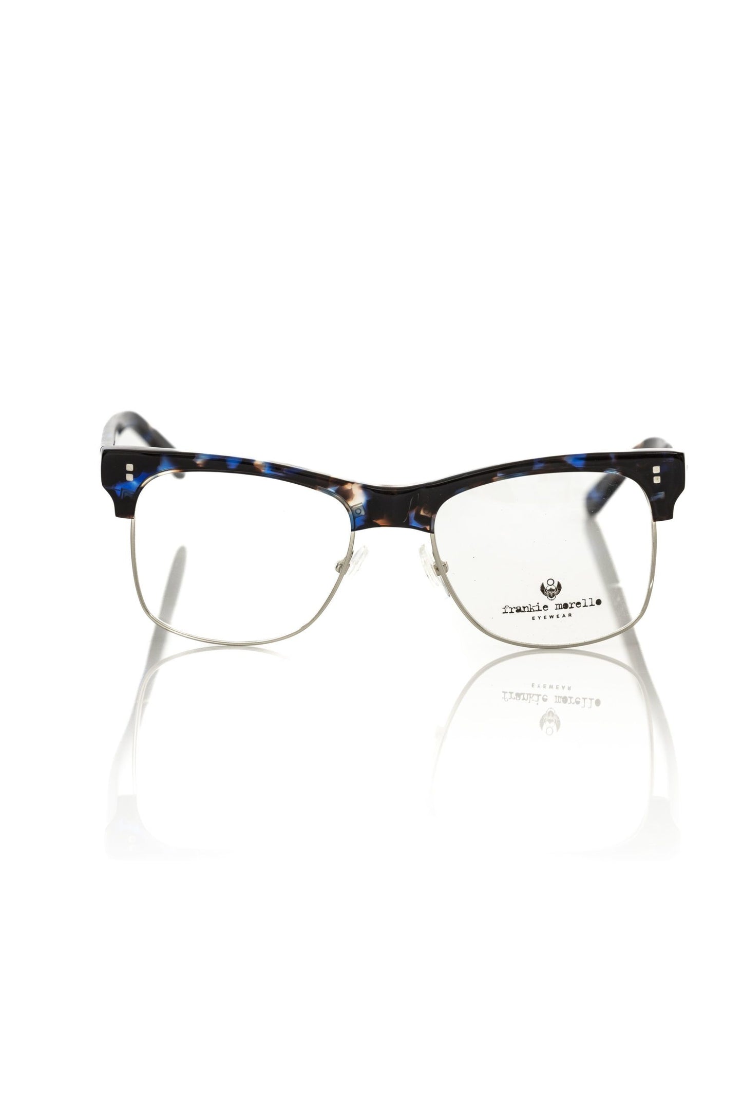 Frankie Morello Elegant Clubmaster Blue Fantasy Eyeglasses
