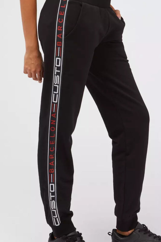 Custo Barcelona Chic Black Sweatpants with Logo Side Bands