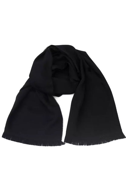 Philipp Plein Elegant Fringed Logo Scarf in Black