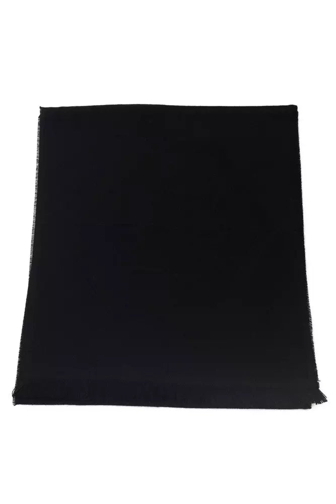 Philipp Plein Elegant Fringed Logo Scarf in Black