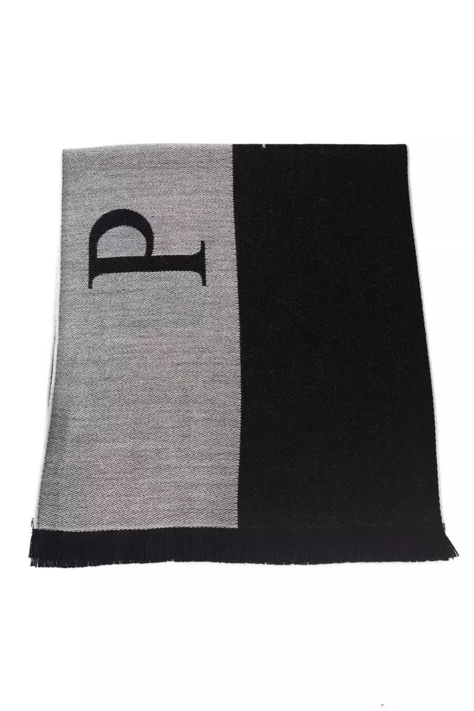 Philipp Plein Chic Gray Fringed Logo Scarf