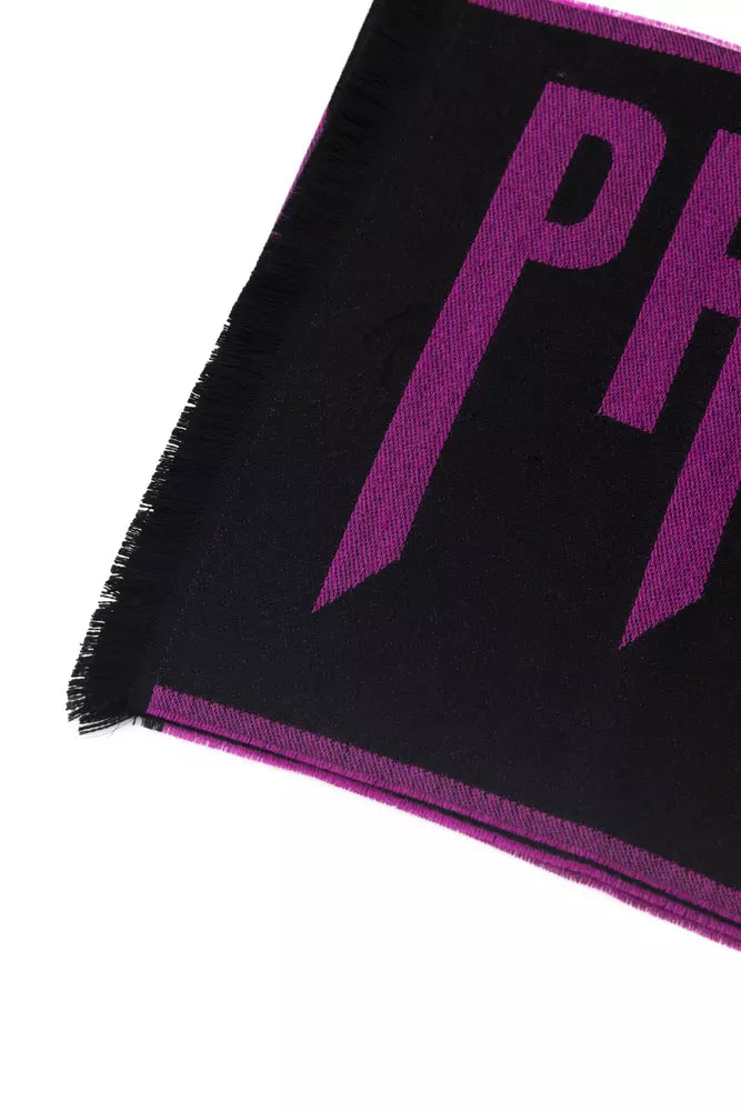 Philipp Plein Elegant Purple Wool-Blend Scarf