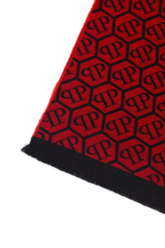 Philipp Plein Elegant Fringed Monogram Scarf