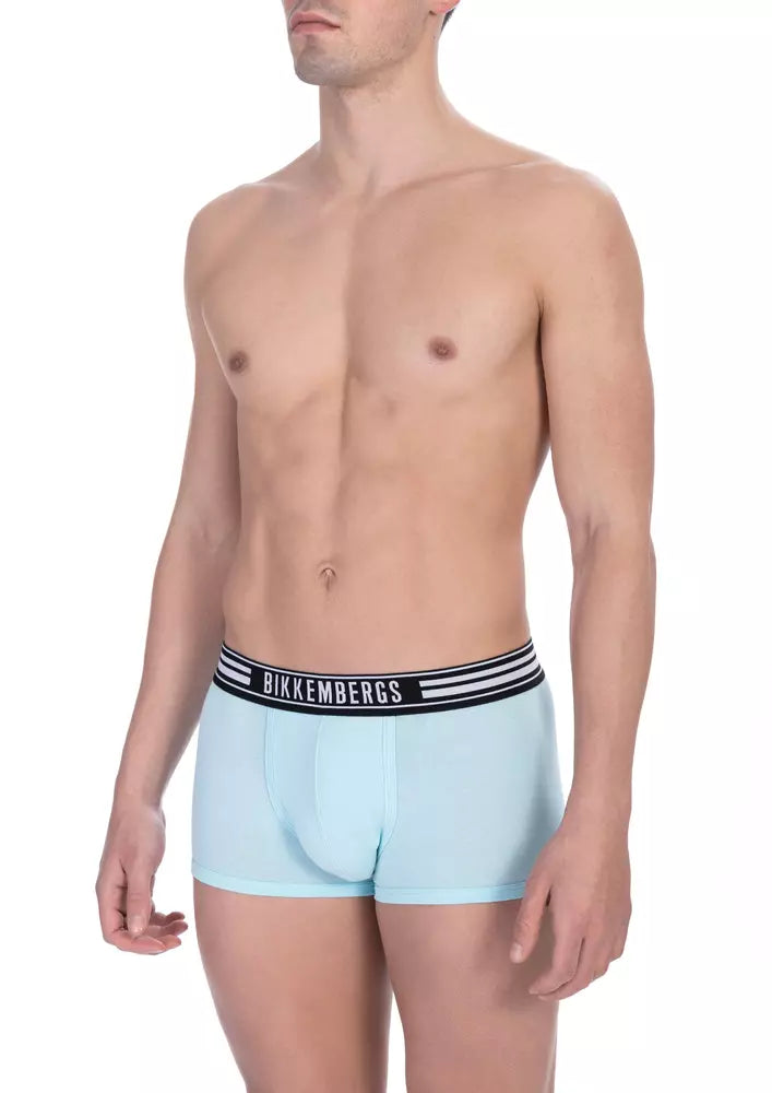 Bikkembergs Elegant Light Blue Cotton Trunks Duo Pack