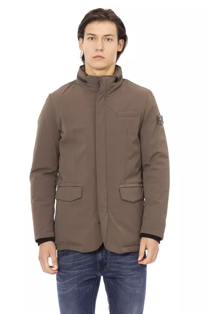 Baldinini Trend Elegant Brown Zip-Front Monogram Jacket