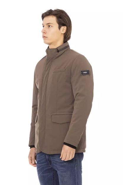 Baldinini Trend Elegant Brown Zip-Front Monogram Jacket