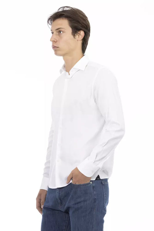 Baldinini Trend Elegant Slim Fit White Cotton Shirt