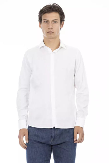 Baldinini Trend Elegant Slim Fit White Cotton Shirt