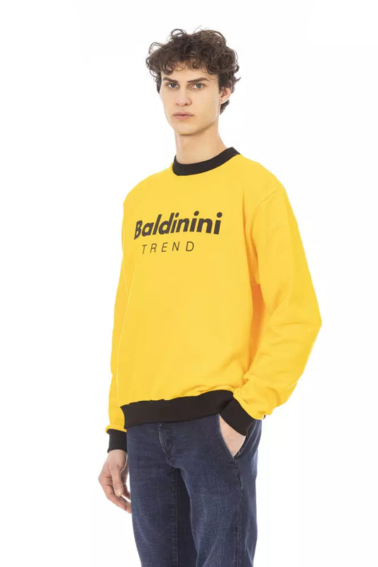 Baldinini Trend Radiant Yellow Cotton Hoodie with Logo Accent