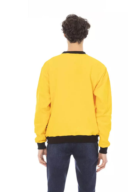 Baldinini Trend Radiant Yellow Cotton Hoodie with Logo Accent