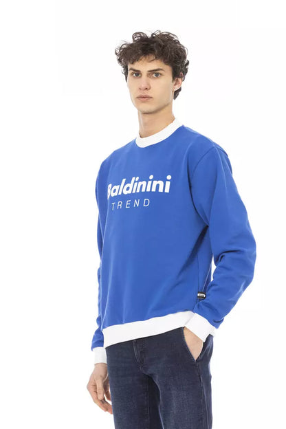 Baldinini Trend Sleek Blue Cotton Fleece Hoodie with Front Logo