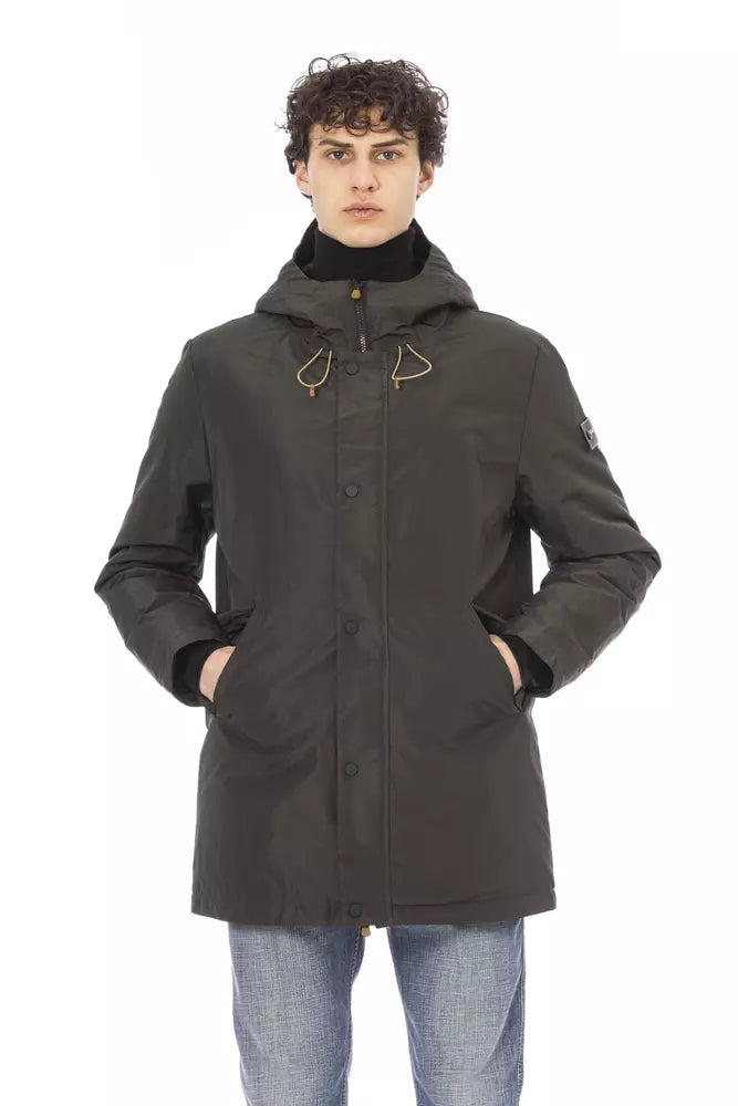 Baldinini Trend Sleek Green Long Jacket with Monogram Detail