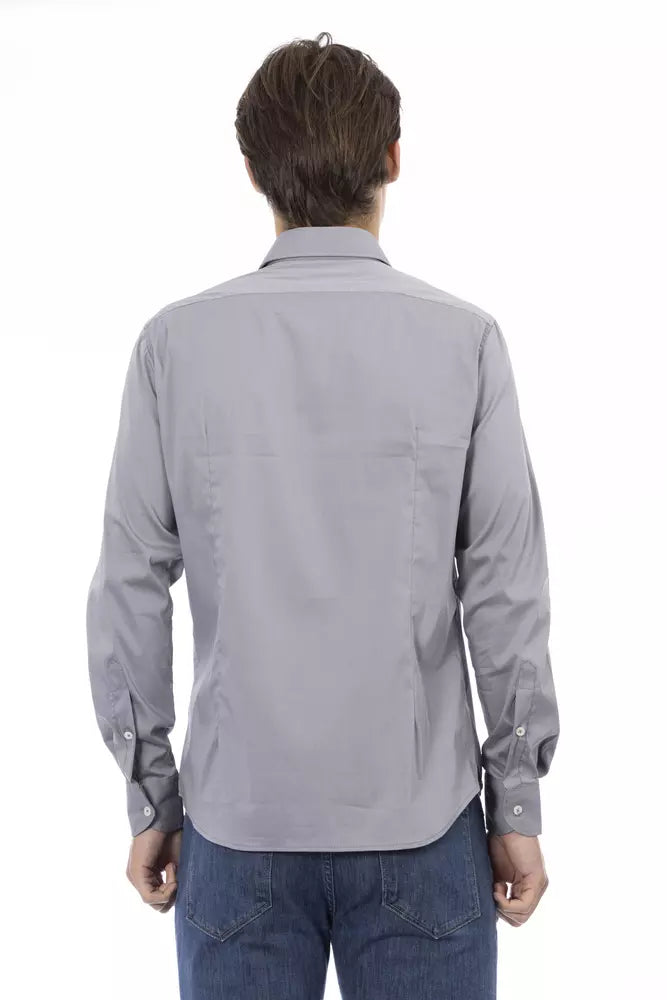 Baldinini Trend Chic Gray Slim Fit Designer Shirt