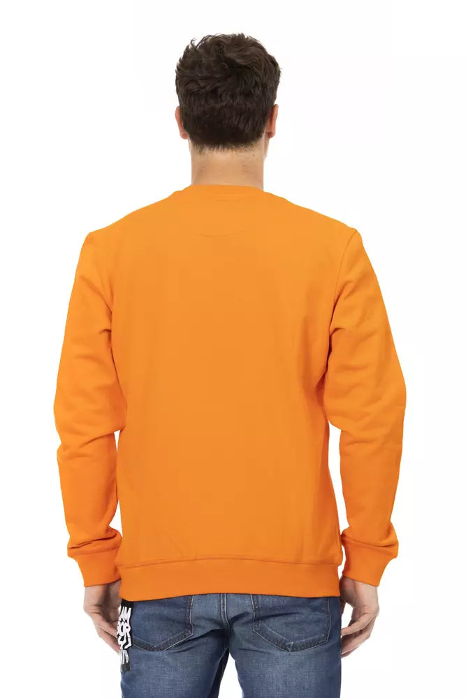 Automobili Lamborghini Sleek Orange Crewneck Sweatshirt with Sleeve Logo