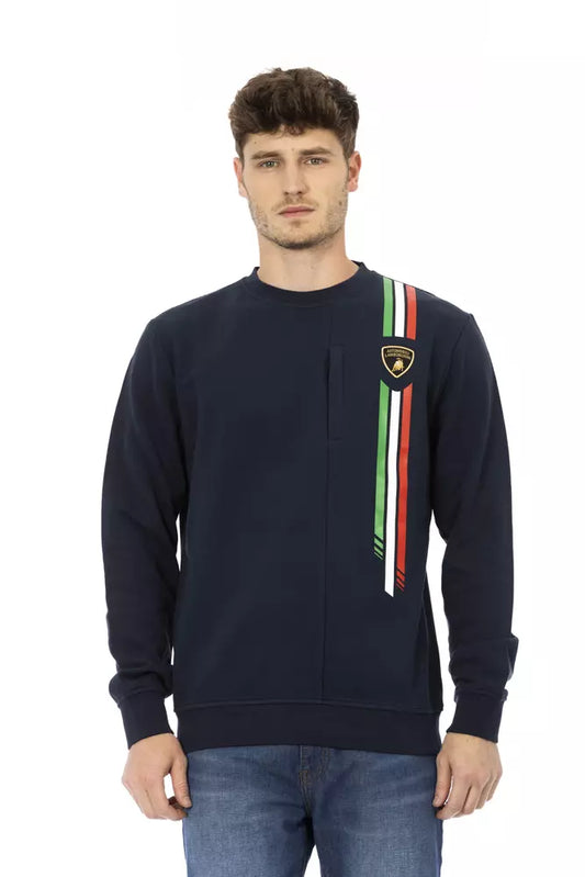 Automobili Lamborghini Sleek Shield Emblem Blue Crewneck Sweatshirt