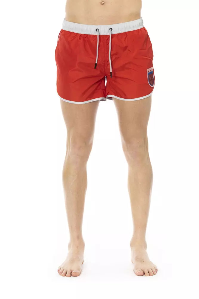 Bikkembergs Vibrant Red Swim Shorts with Front Print