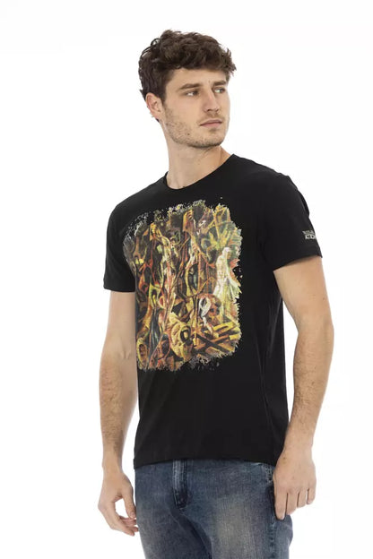 Trussardi Action Sleek Black Cotton Blend Tee for Men