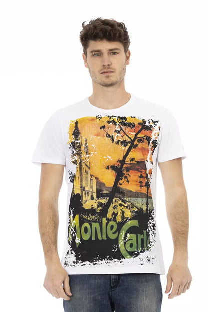 Trussardi Action Elevated Casual White Tee with Graphic Print