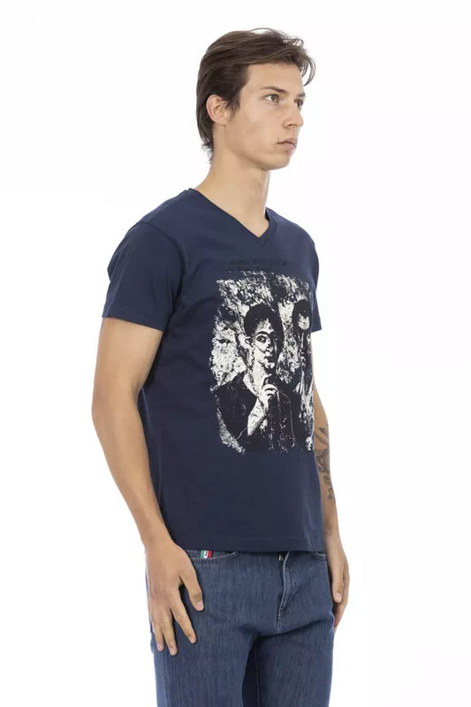 Trussardi Action Chic V-Neck Cotton Blend Tee