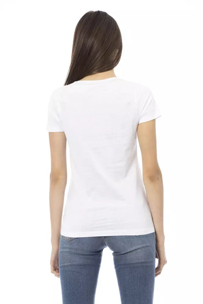 Trussardi Action Chic White Tee with Elegant Front Print