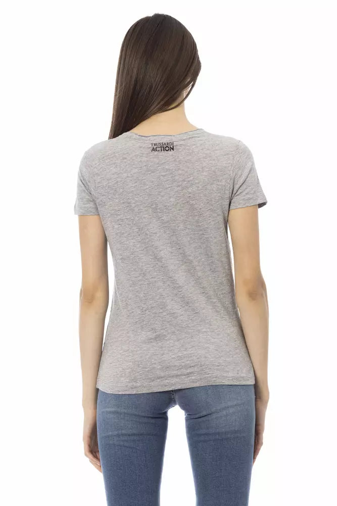 Trussardi Action Chic Gray Cotton Blend Round Neck Tee