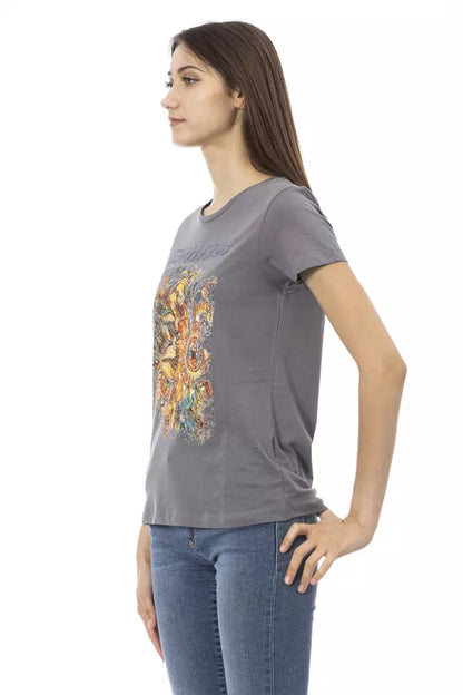 Trussardi Action Elegant Grey Short Sleeve Chic Tee