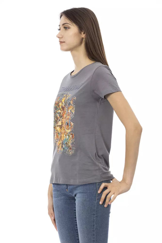 Trussardi Action Elegant Grey Short Sleeve Chic Tee