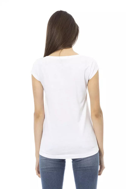 Trussardi Action Chic White Tee with Front Print Detail